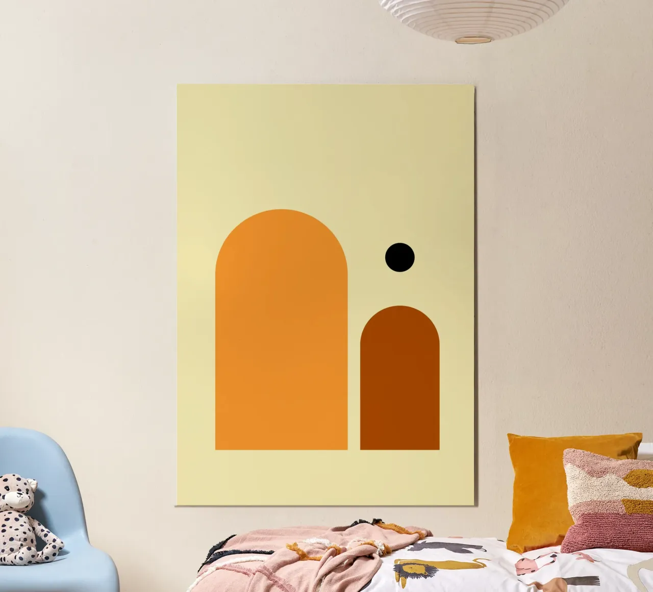 Mitte des Jahrhunderts Geometrisch 01 Poster mit Aluminium Rahmen von KHouse Studio