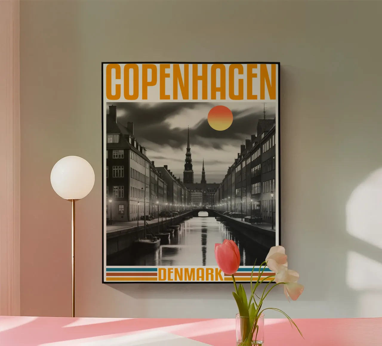 Panorama della città di Copenaghen Design classico retrò anni '70 plexiglass da theganduls