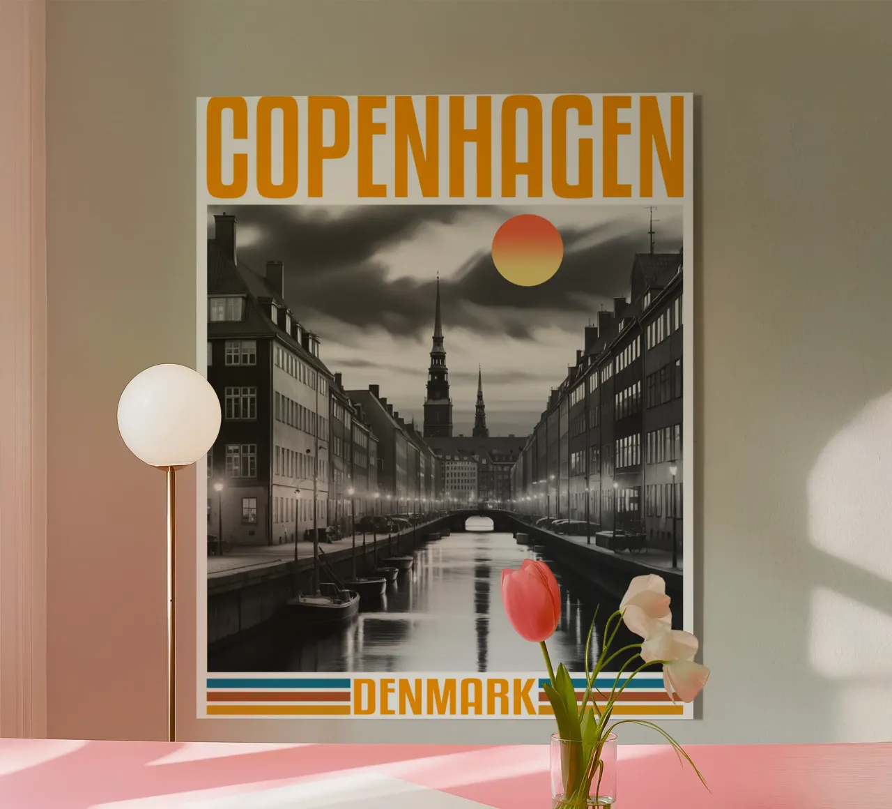 Panorama della città di Copenaghen Design classico retrò anni '70 plexiglass da theganduls