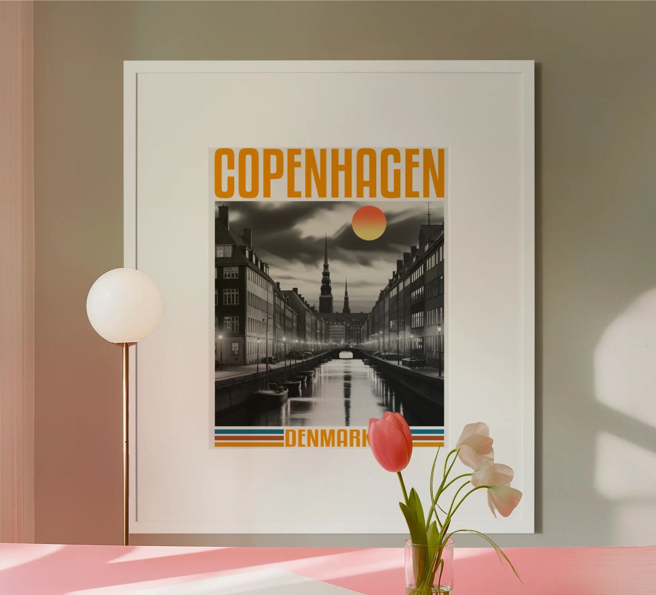 Panorama della città di Copenaghen Design classico retrò anni '70 poster da theganduls