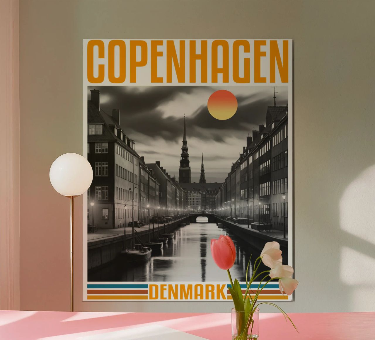 Panorama della città di Copenaghen Design classico retrò anni '70 poster da theganduls