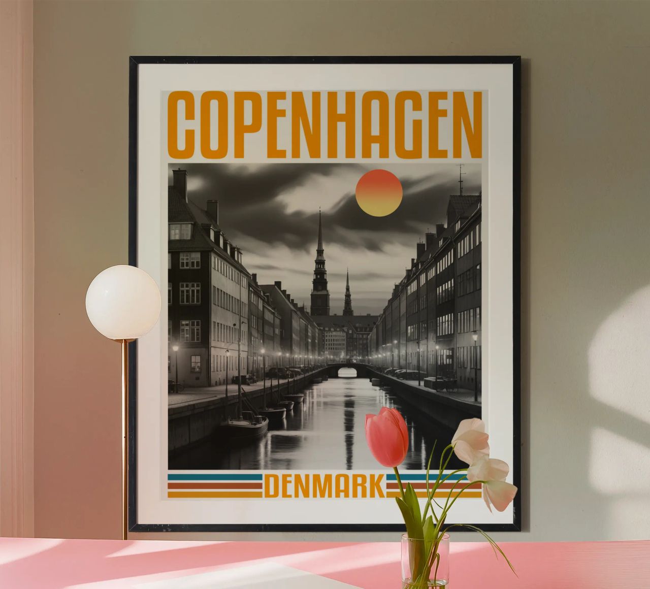 Panorama della città di Copenaghen Design classico retrò anni '70 poster da theganduls