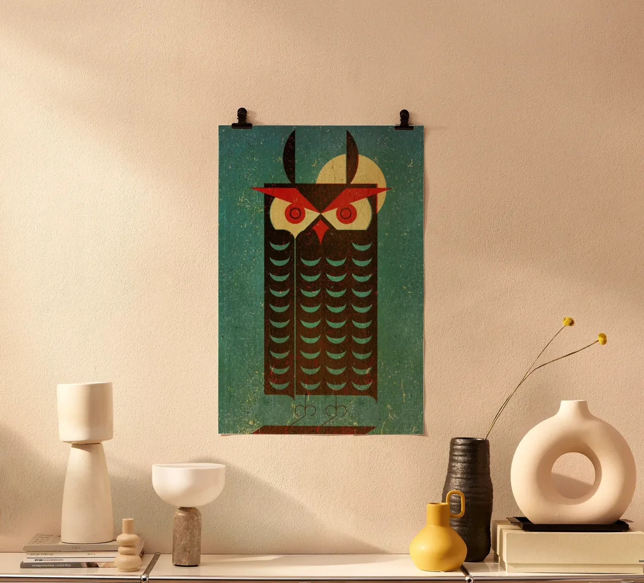 Owl poster con telaio in legno da Komboh