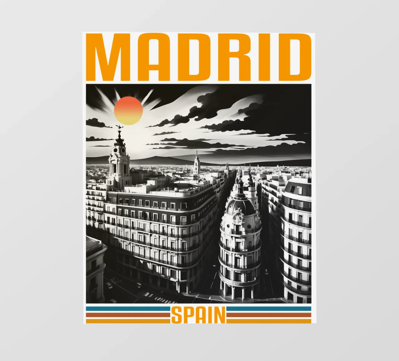 Panorama della città di MADRID Design classico retrò anni '70 pellicola backlit da theganduls