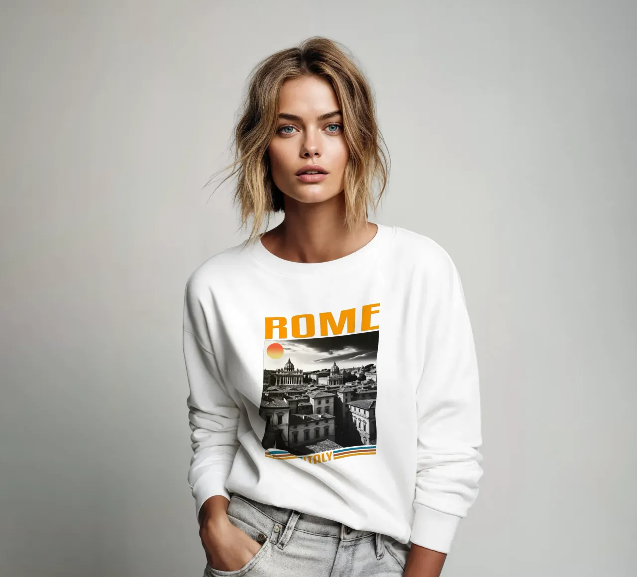 ROME city panorama 70's retro classic design sweatshirt by theganduls
