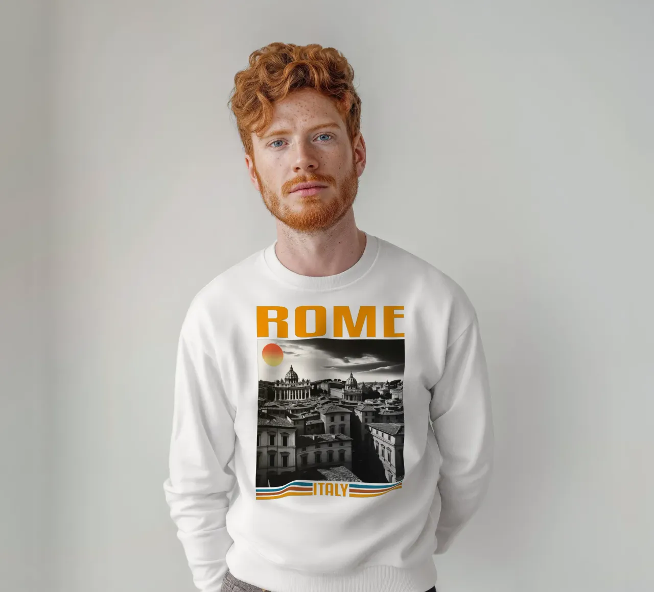 ROME city panorama 70's retro classic design sweatshirt by theganduls