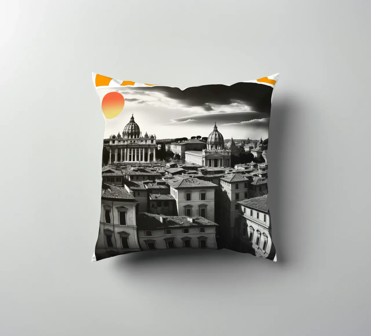 ROME city panorama 70's retro classic design decorative cushion by theganduls