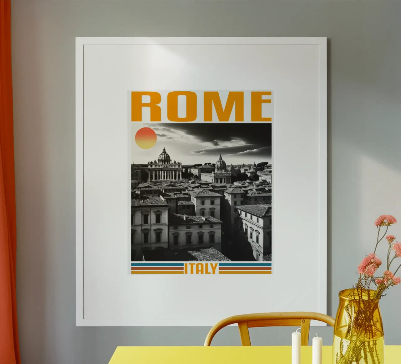 ROME stadspanorama 70's retro klassiek ontwerp hahnemühle van theganduls