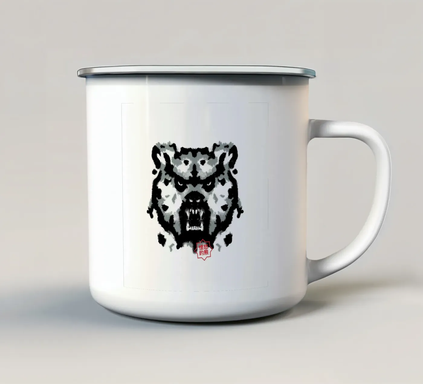 Bear Rorschach Test enamel mug by Tobe Fonseca