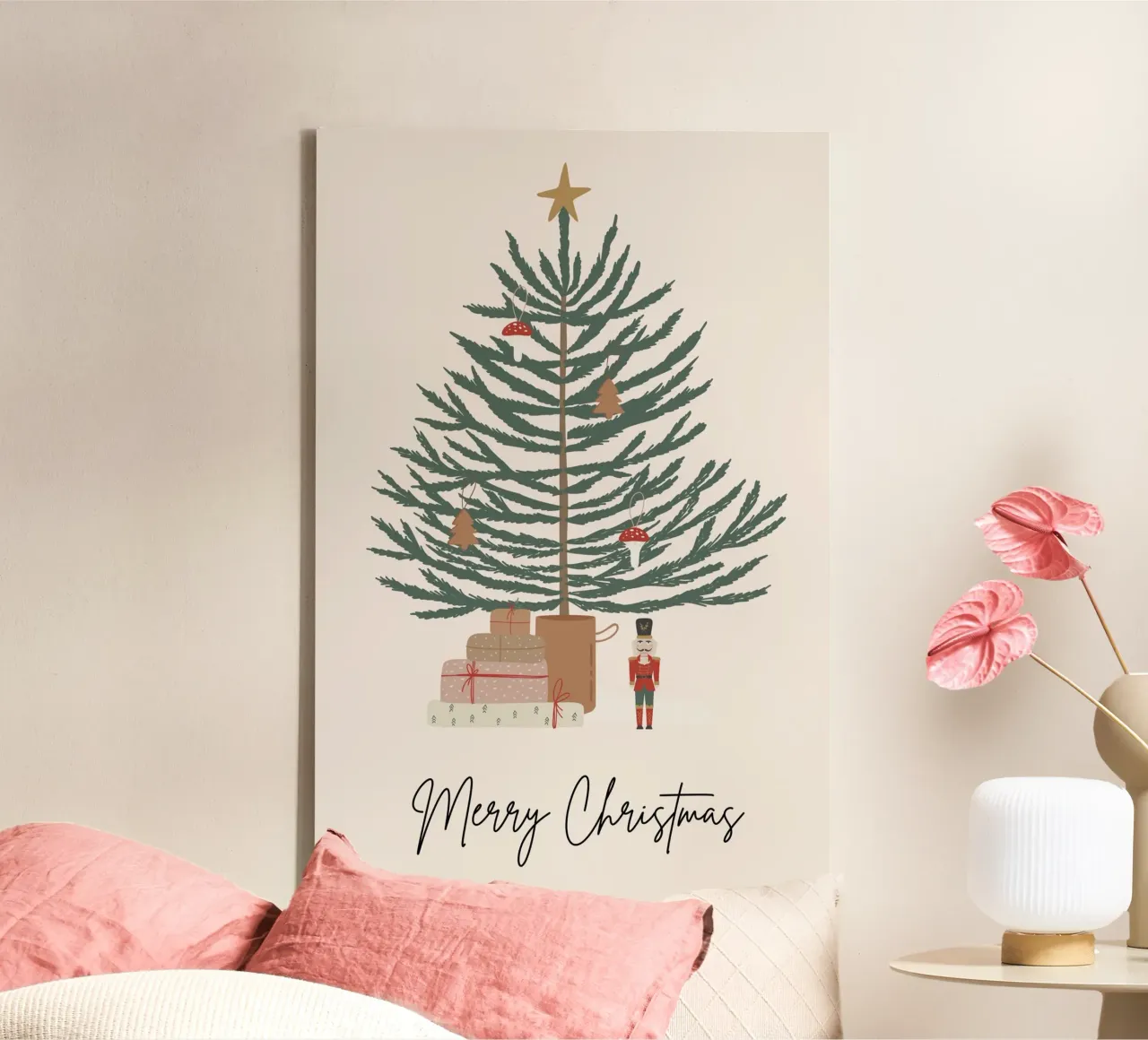 Vrolijk kerstfeest kunstdruk canvas met Baklijst van pdigitalprints
