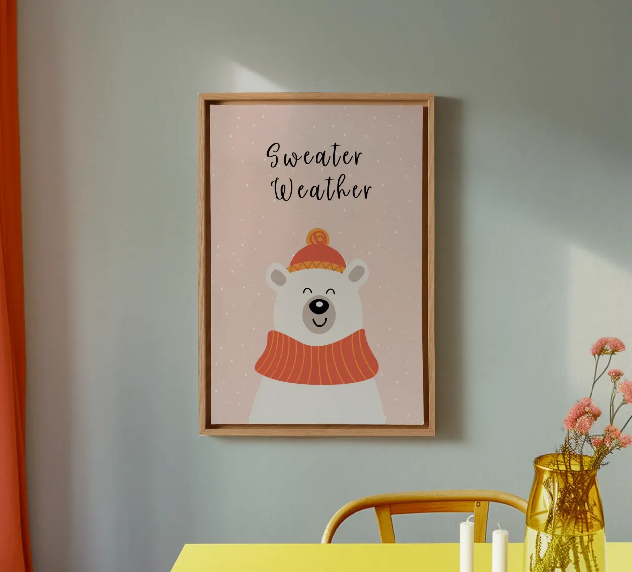 Sweater Weer Schattige Kerstbeer canvas met Baklijst van pdigitalprints