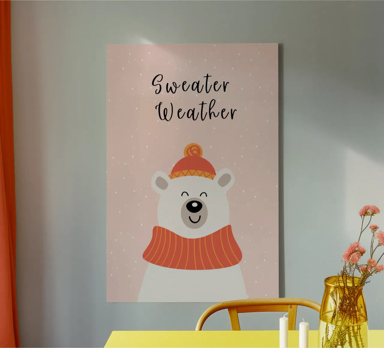 Sweater Weer Schattige Kerstbeer canvas met Baklijst van pdigitalprints