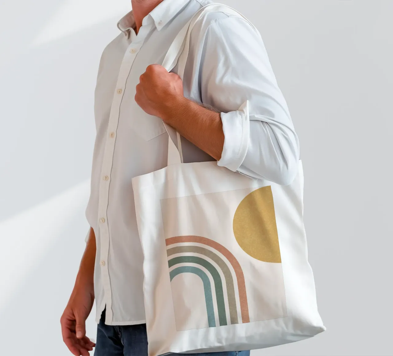 Sole e arcobaleno d'oro di metà secolo borsa in juta da MoonlightPrint