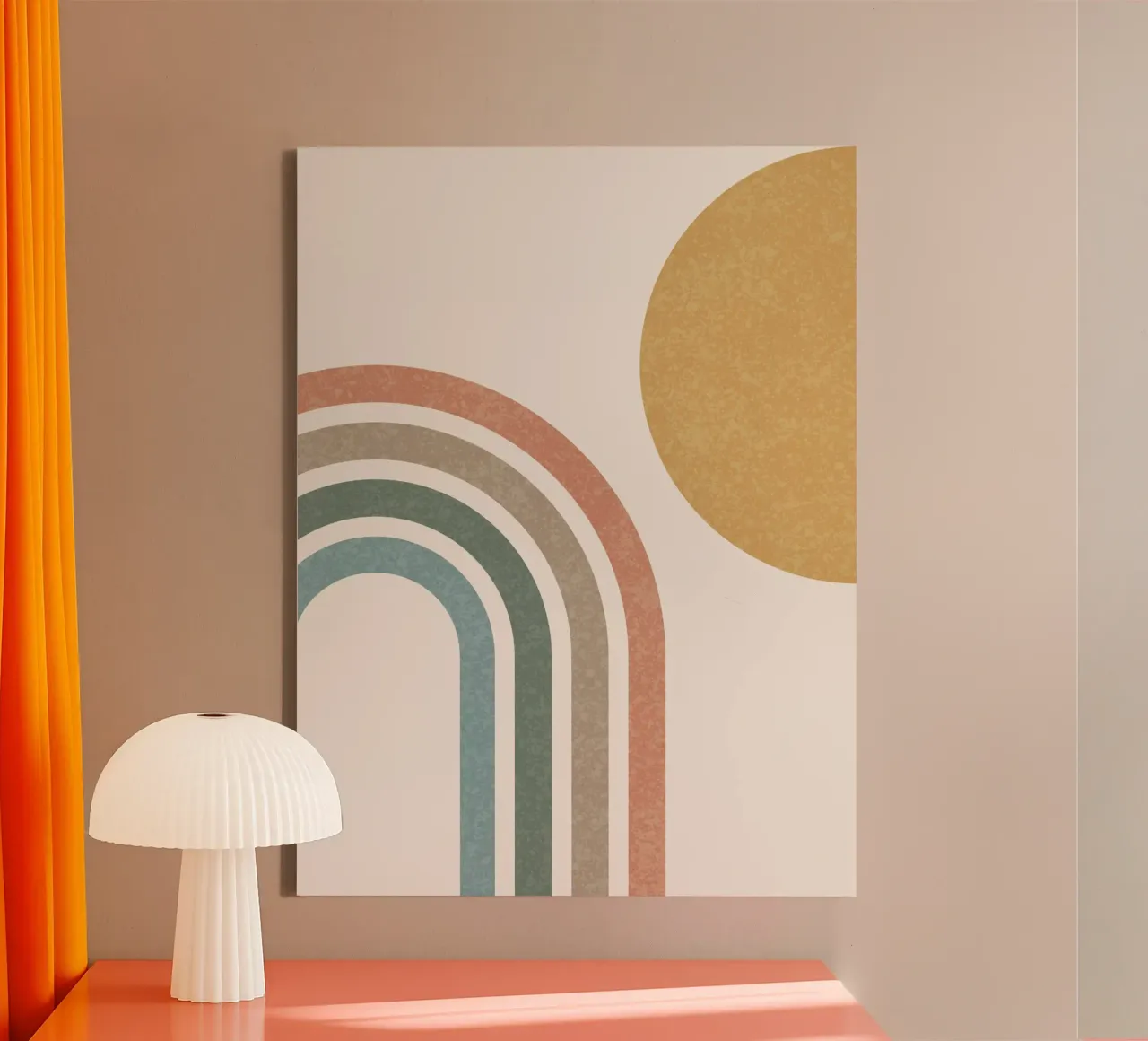 Sole e arcobaleno d'oro di metà secolo tela con Cornice a cassetta da MoonlightPrint