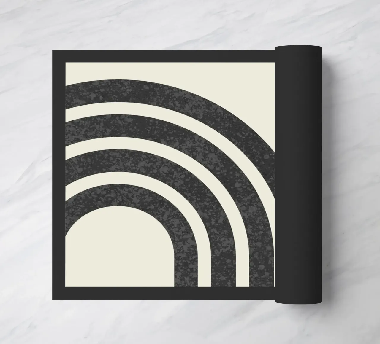 Sole e arcobaleno in bianco e nero di metà secolo zerbino da MoonlightPrint