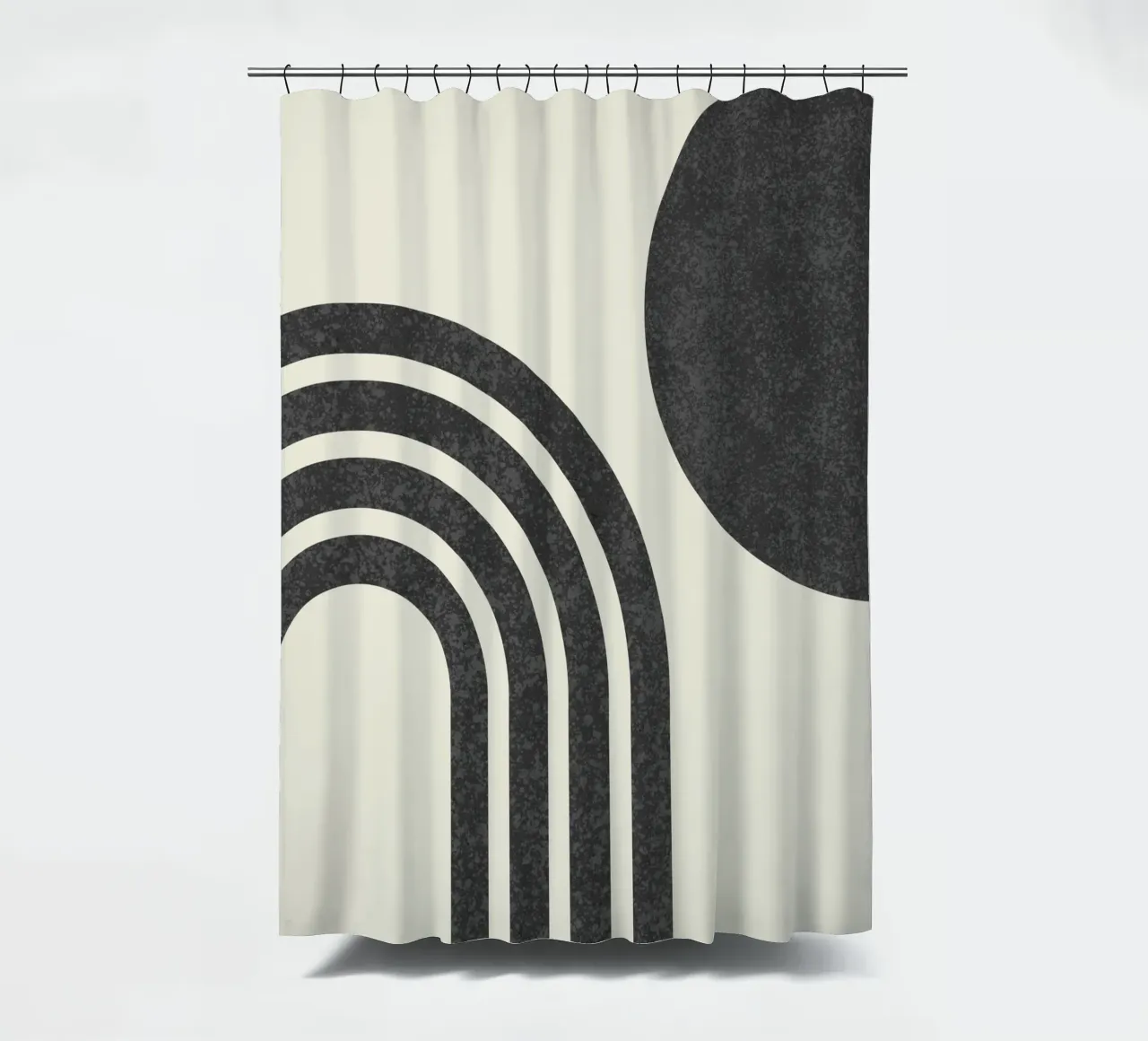 Sole e arcobaleno in bianco e nero di metà secolo tenda da doccia da MoonlightPrint