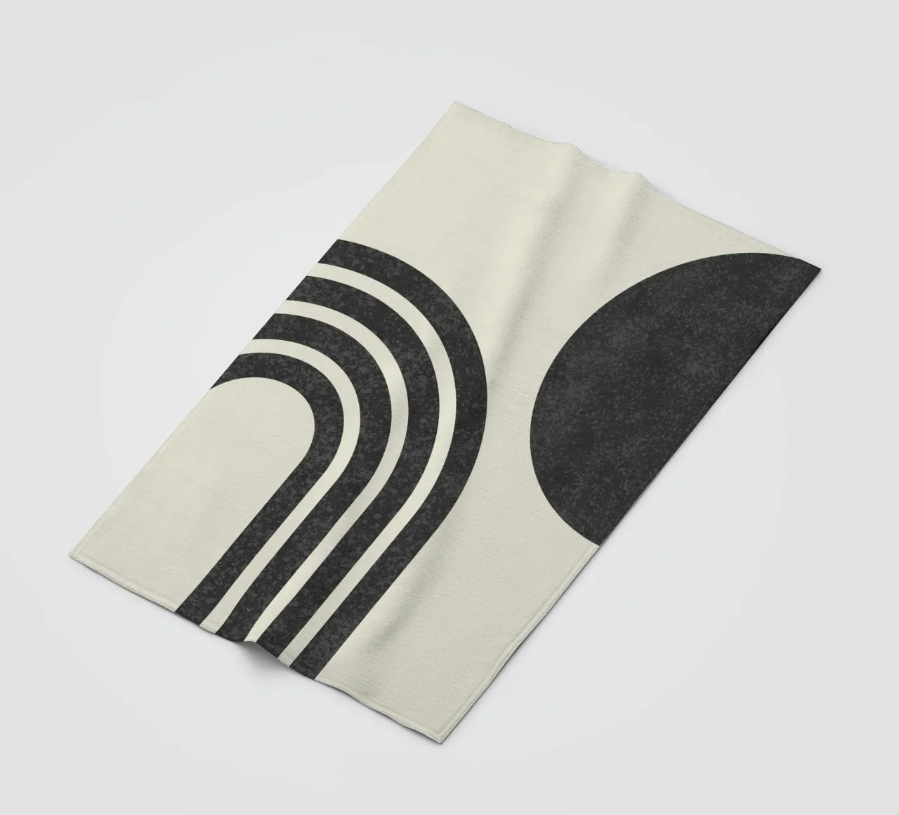 Sole e arcobaleno in bianco e nero di metà secolo coperta in pile da MoonlightPrint