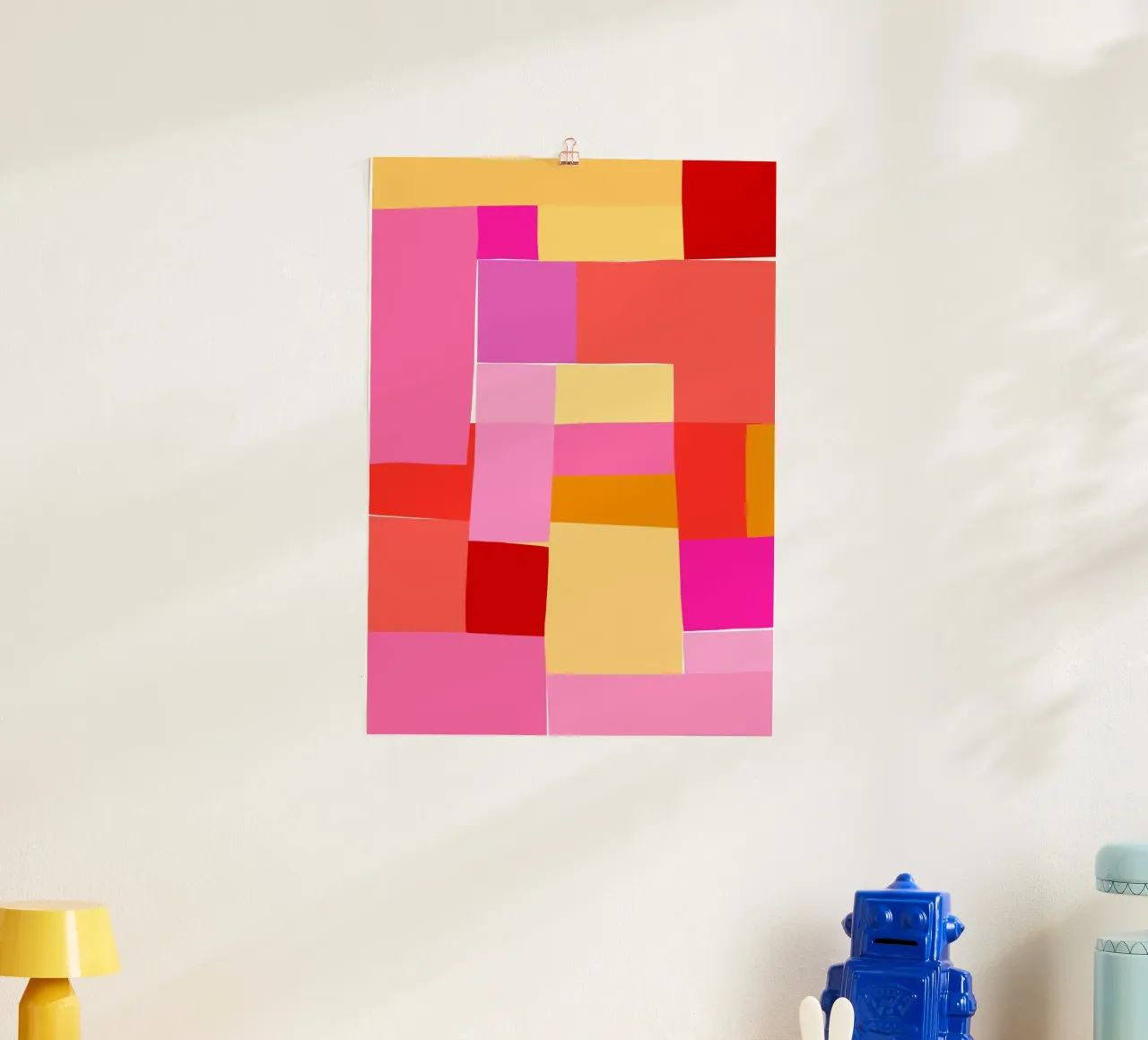 Mosaic Brights 5 | Pink, Magenta, Red, Yellow poster con telaio in alluminio da sabidussi