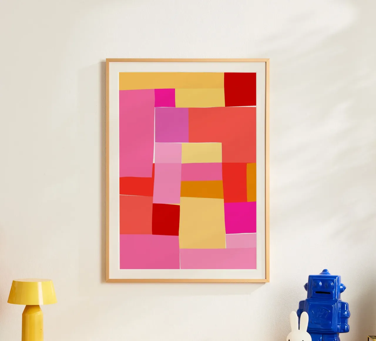 Mosaic Brights 5 | Pink, Magenta, Red, Yellow poster con telaio in alluminio da sabidussi