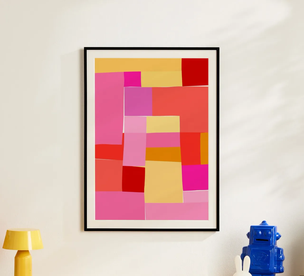 Mosaic Brights 5 | Pink, Magenta, Red, Yellow poster con telaio in alluminio da sabidussi
