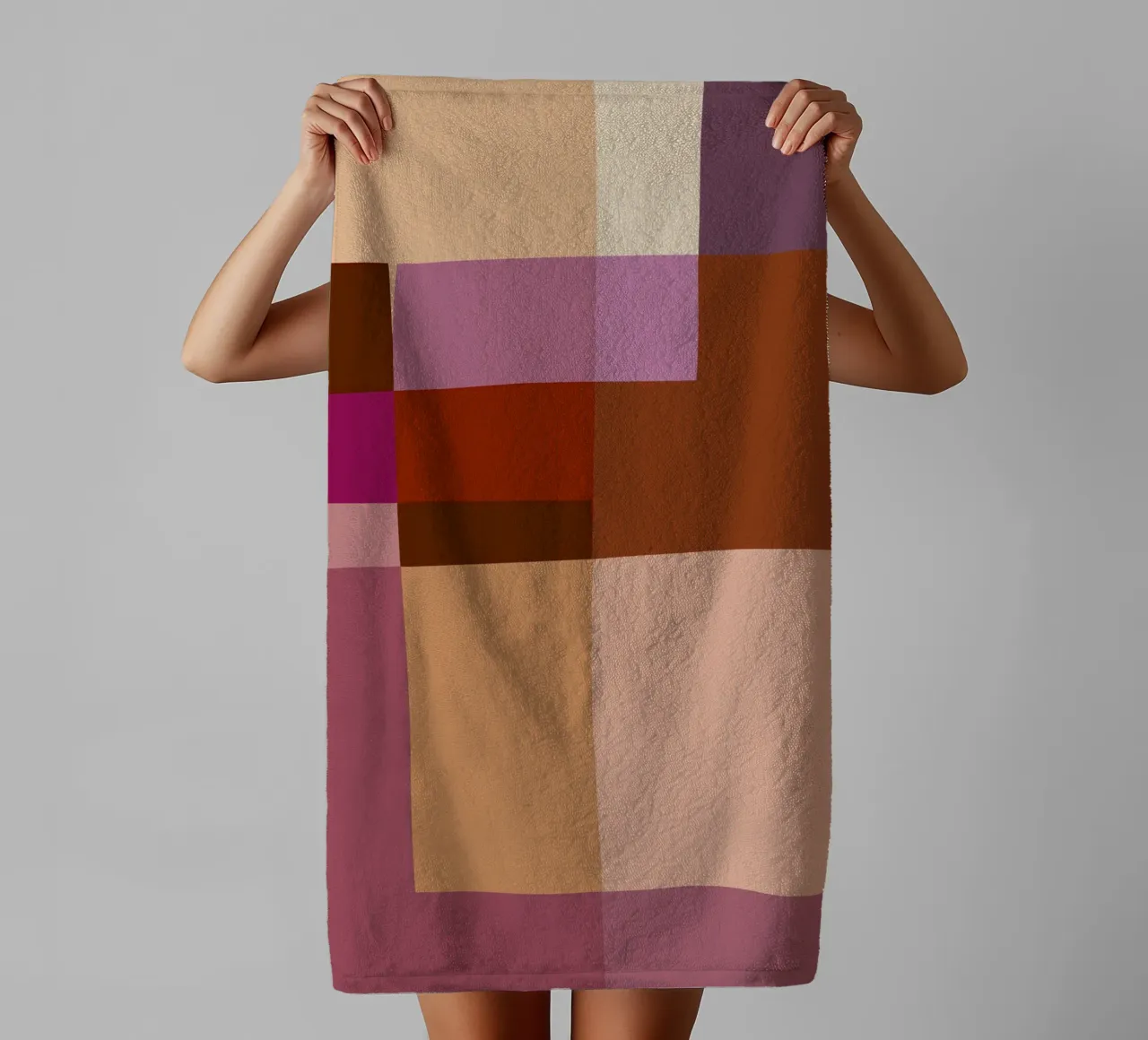 Mosaic | Color Blocking | Burgundy, Mauve, Tan asciugamano da bagno da sabidussi
