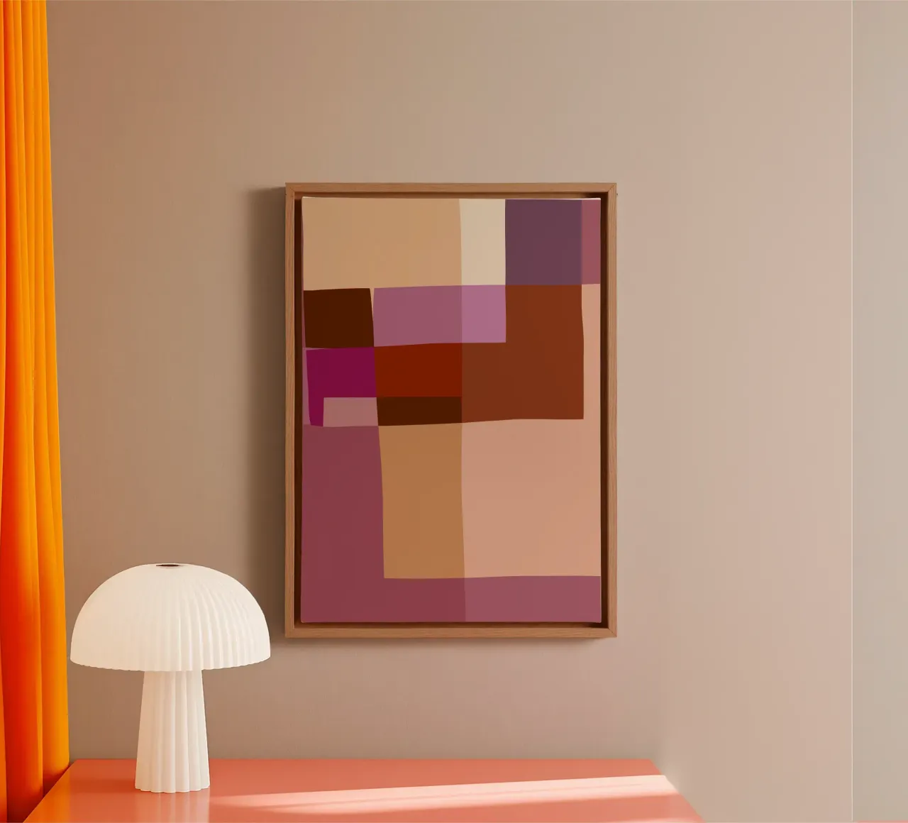Mosaic | Color Blocking | Burgundy, Mauve, Tan tela con Cornice a cassetta da sabidussi