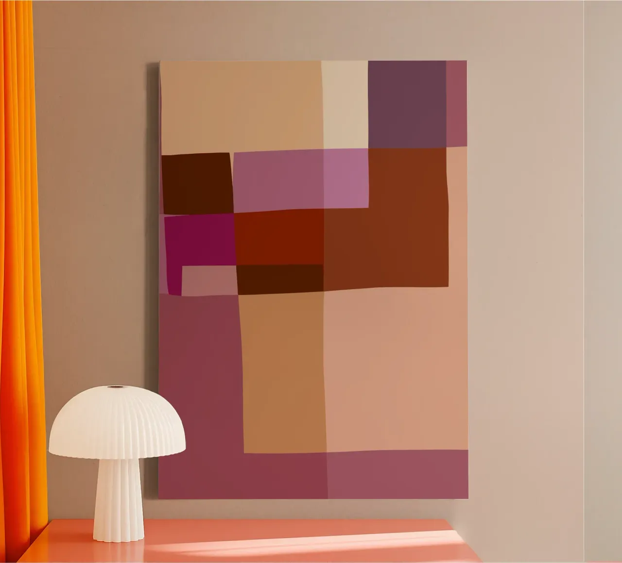 Mosaic | Color Blocking | Burgundy, Mauve, Tan tela con Cornice a cassetta da sabidussi