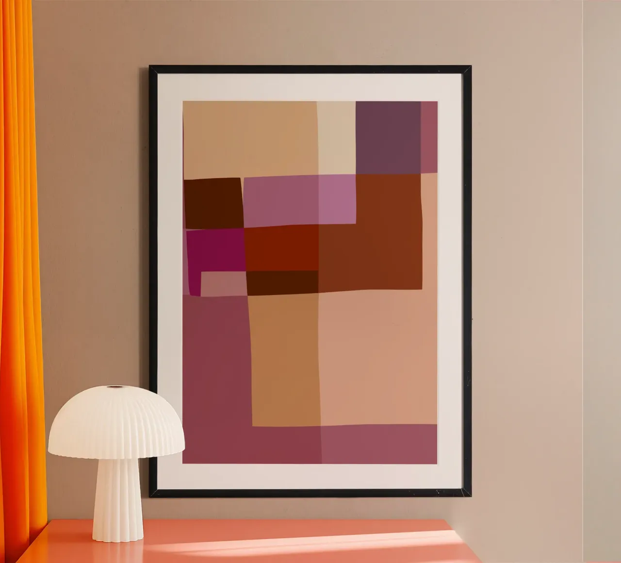 Mosaic | Color Blocking | Burgundy, Mauve, Tan poster da sabidussi
