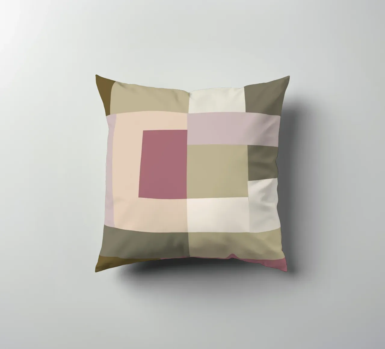 Mosaic | Color Blocking | Olive & Mauve cuscino da sabidussi