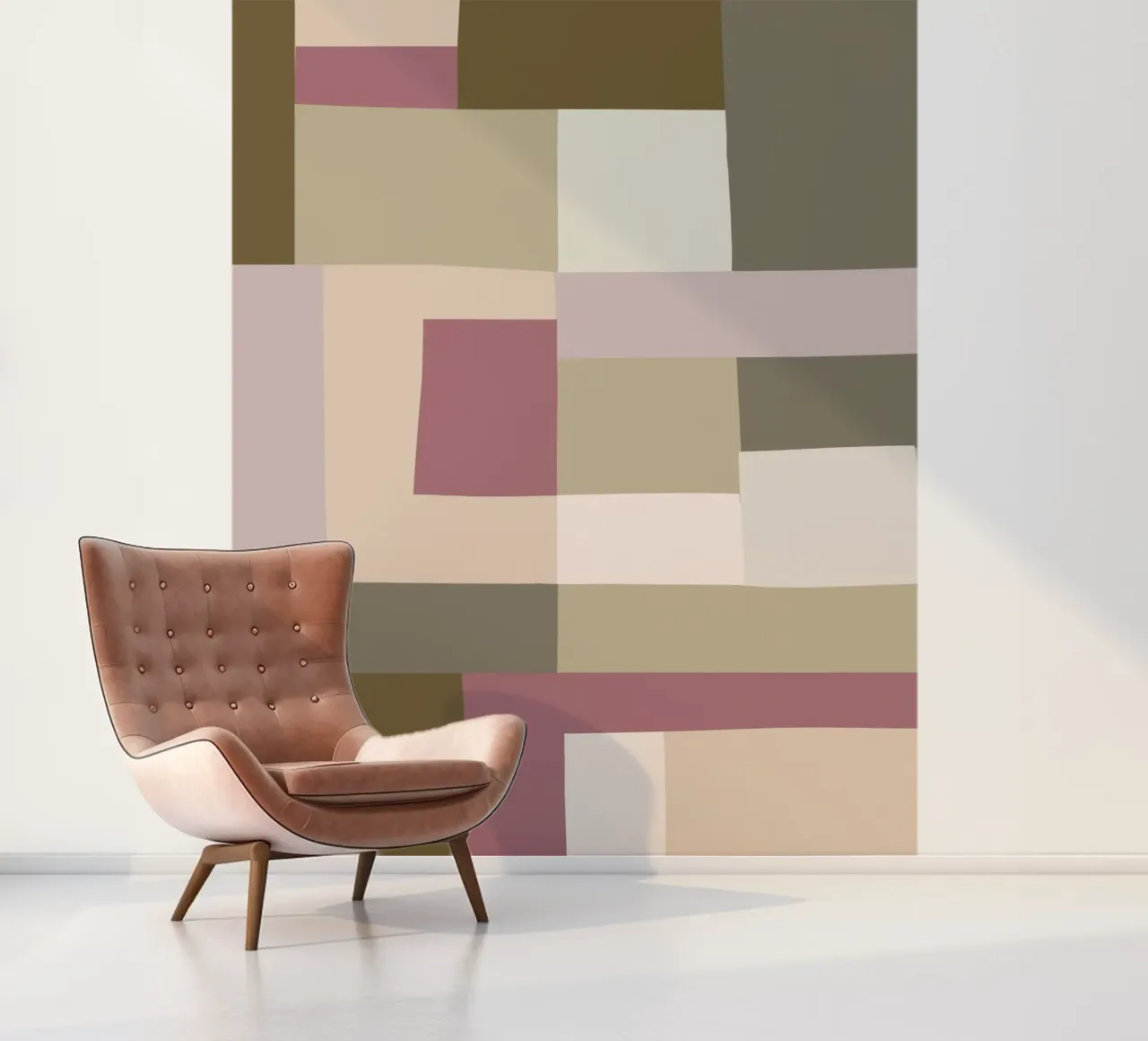 Mosaic | Color Blocking | Olive & Mauve papel para pared de sabidussi