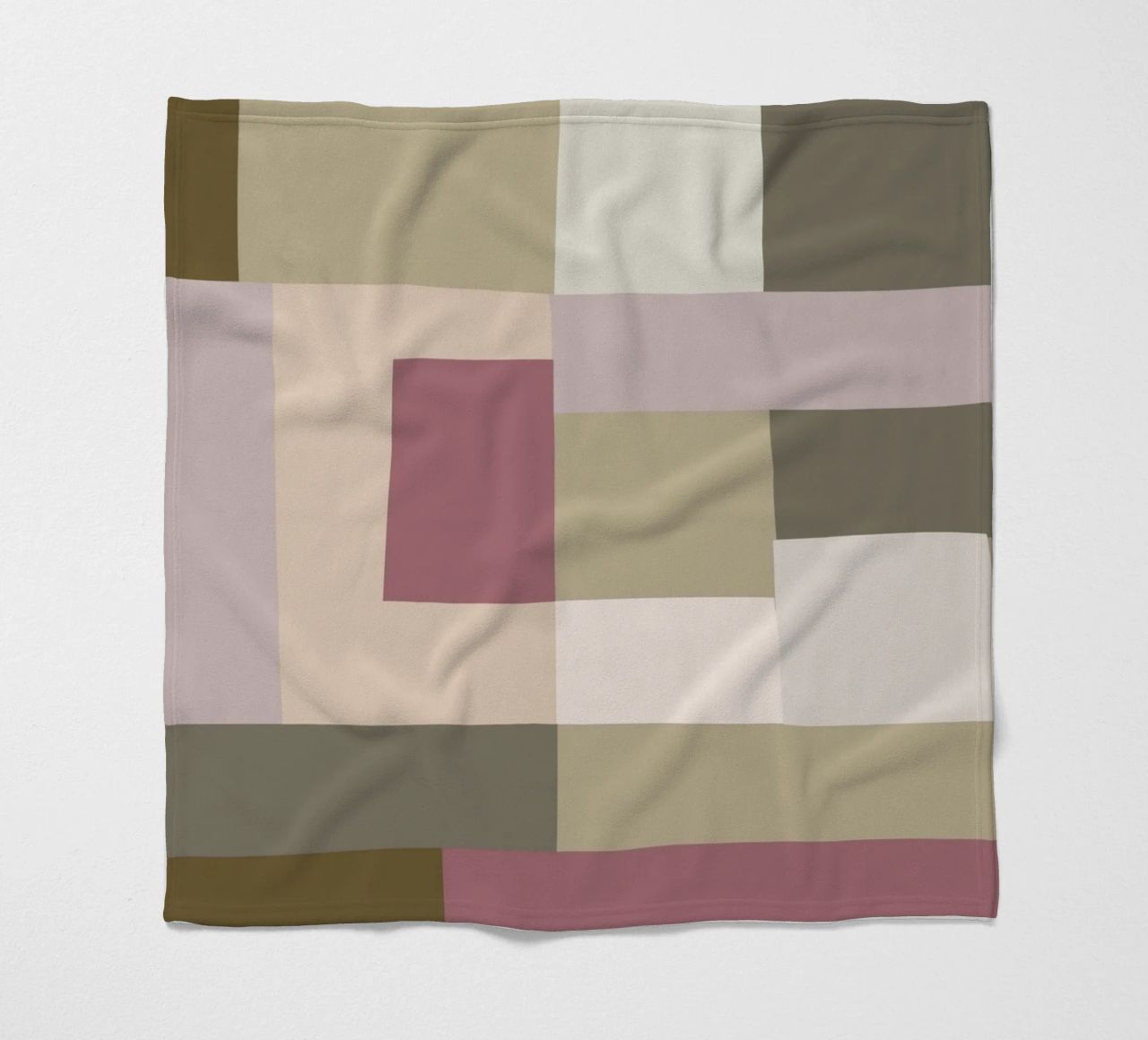 Mosaic | Color Blocking | Olive & Mauve coperta in pile da sabidussi