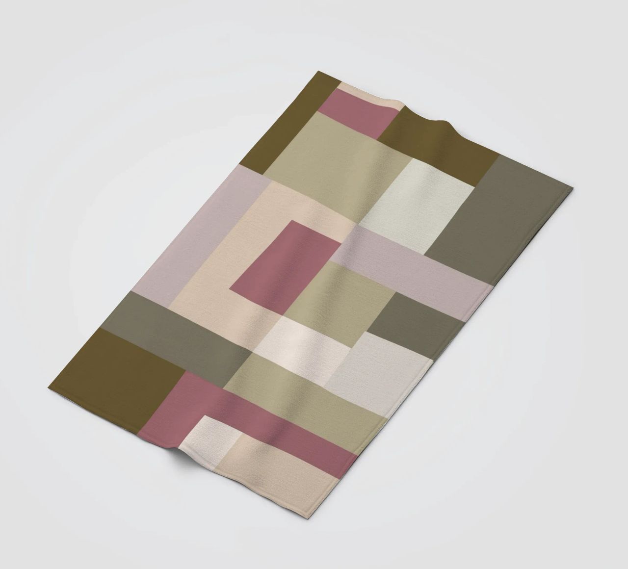 Mosaic | Color Blocking | Olive & Mauve coperta in pile da sabidussi