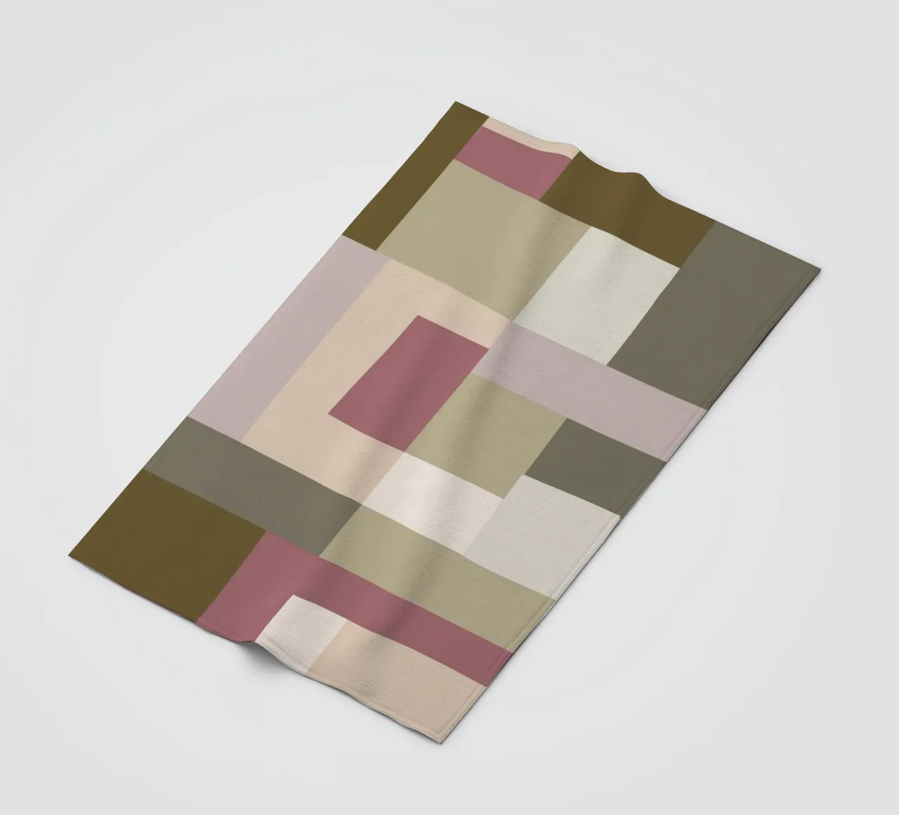 Mosaic | Color Blocking | Olive & Mauve coperta in pile da sabidussi