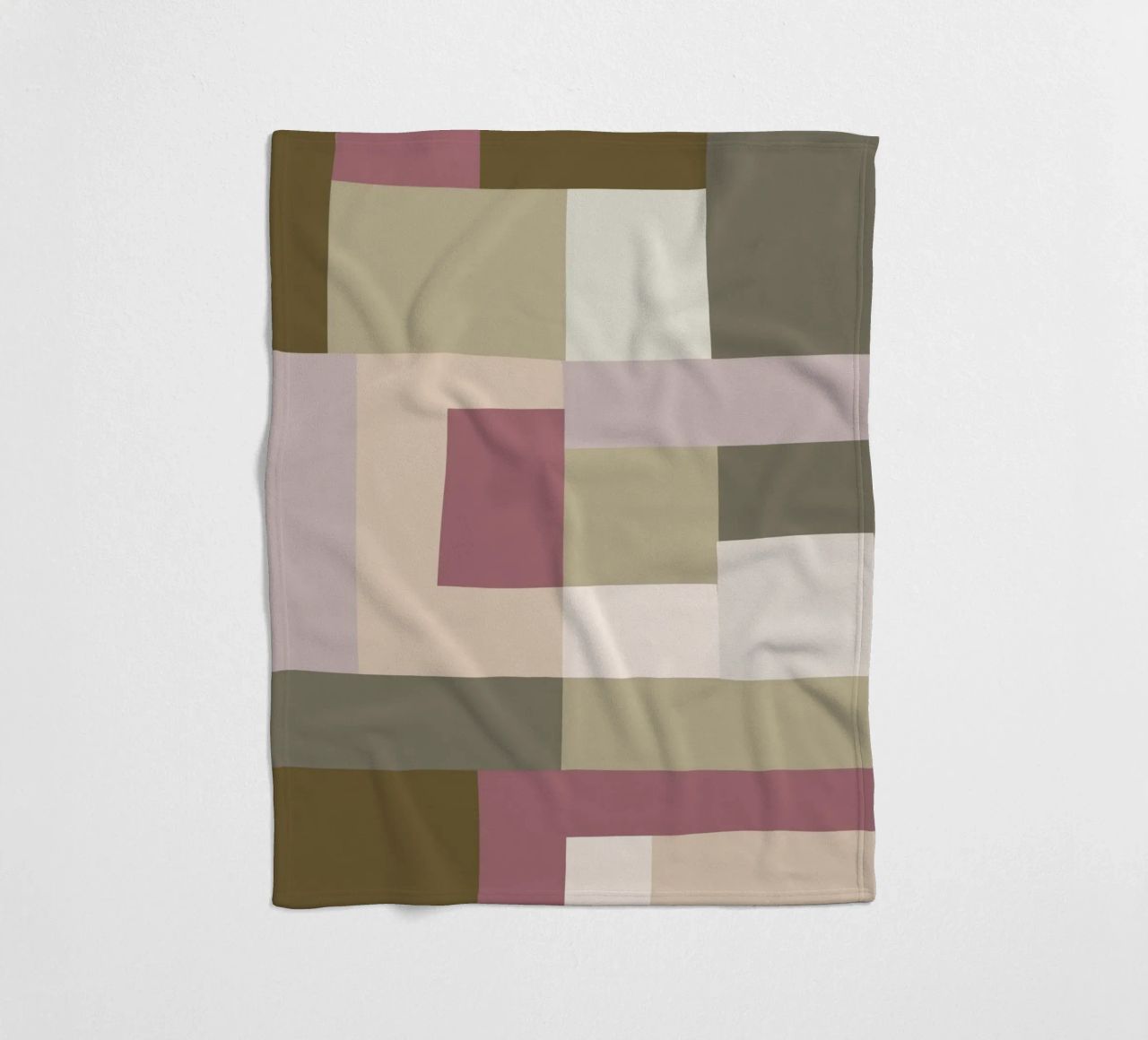 Mosaic | Color Blocking | Olive & Mauve coperta in pile da sabidussi