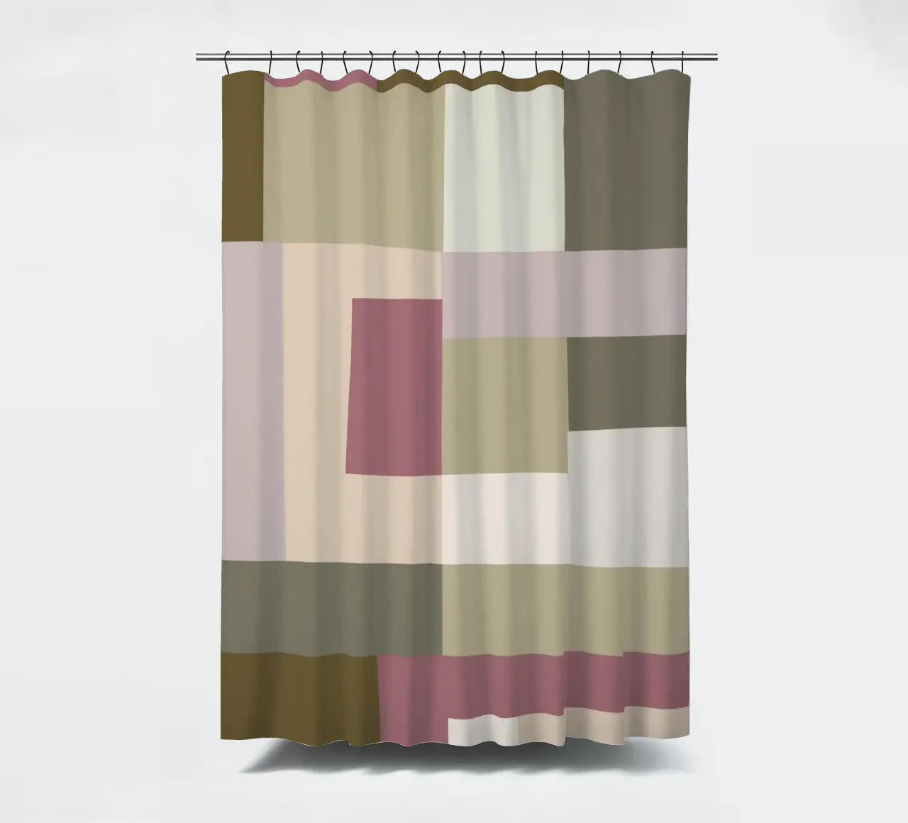 Mosaic | Color Blocking | Olive & Mauve douchegordijn van sabidussi