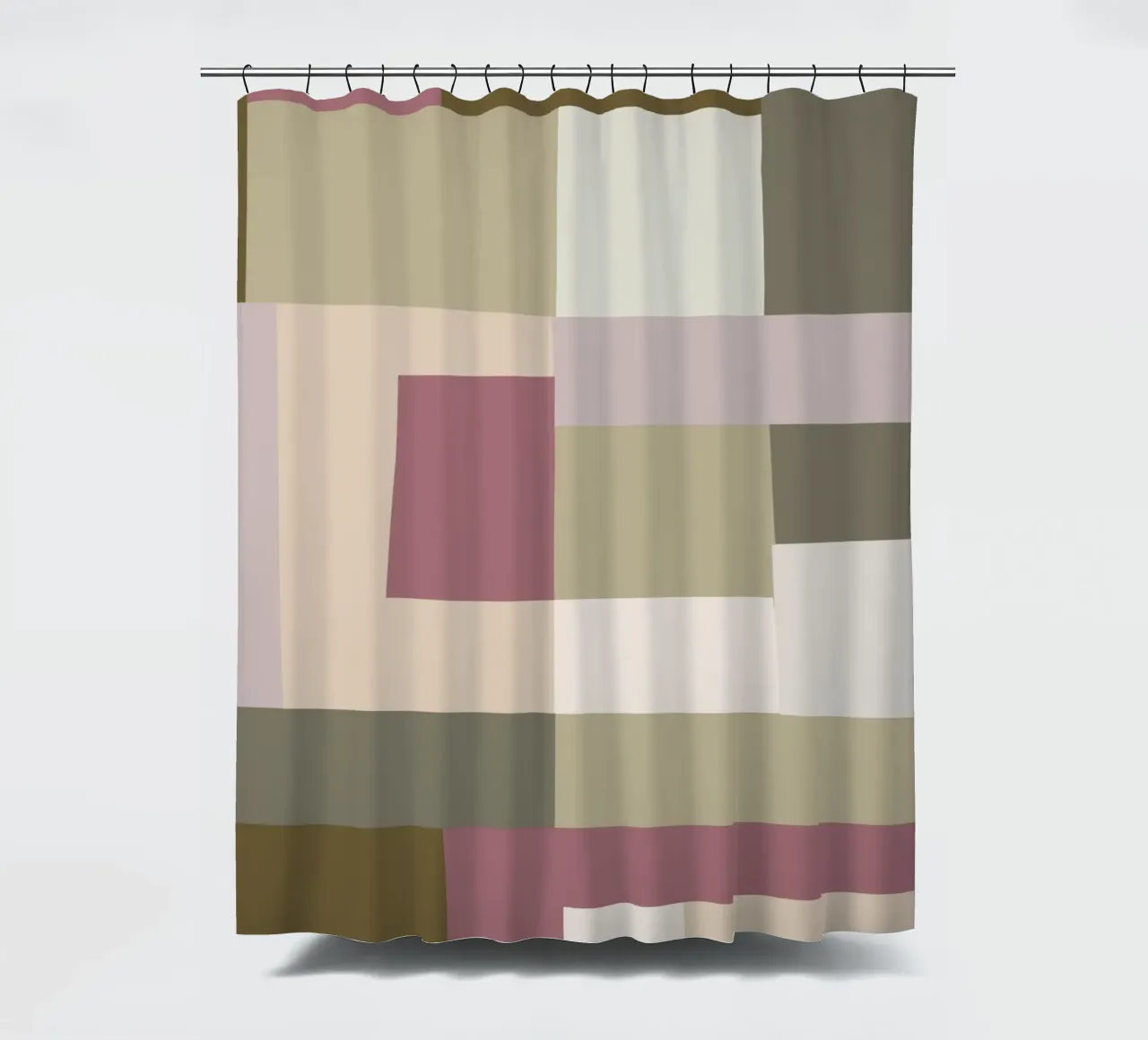 Mosaic | Color Blocking | Olive & Mauve tenda da doccia da sabidussi