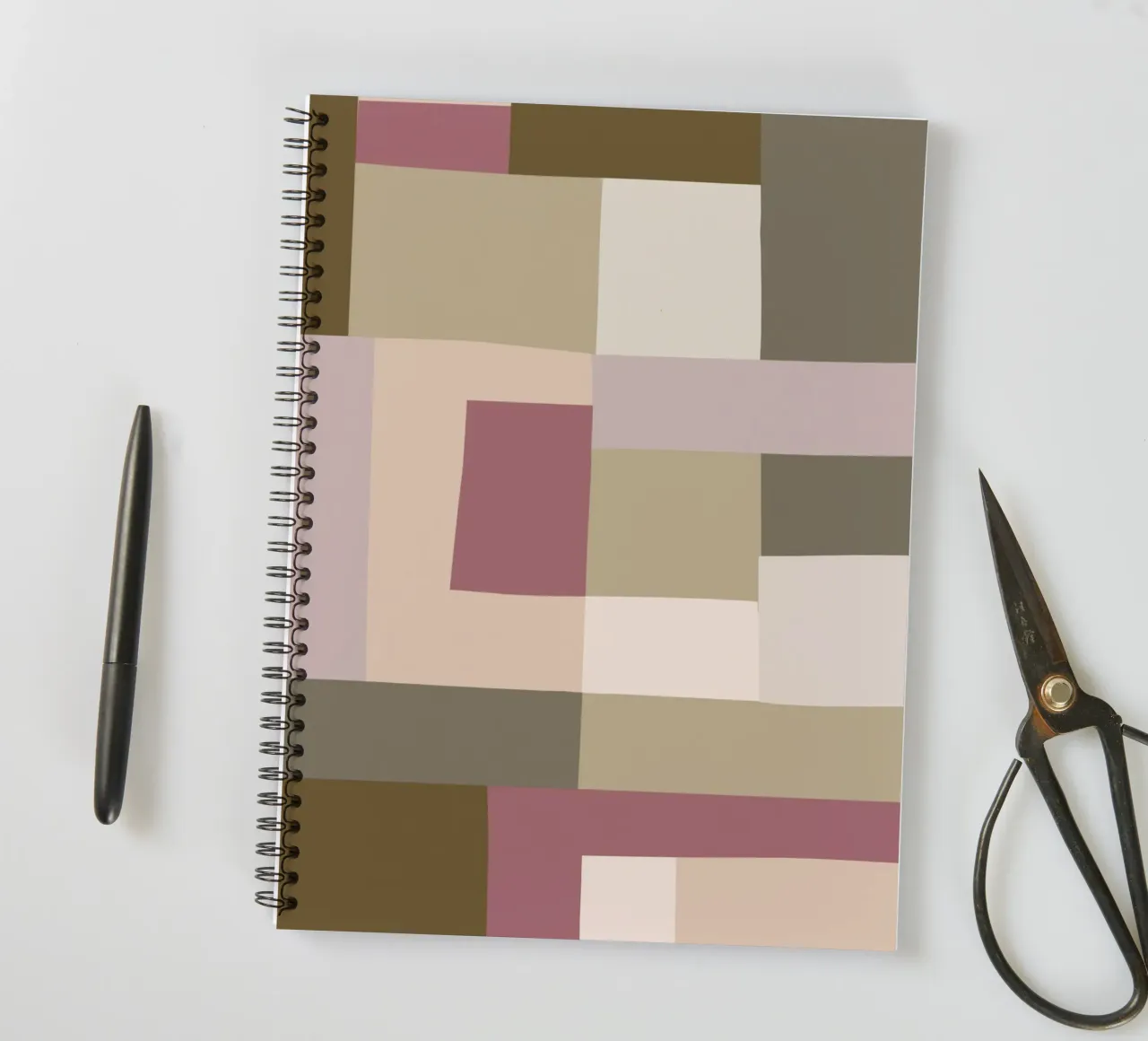 Mosaic | Color Blocking | Olive & Mauve spiral notebook by sabidussi