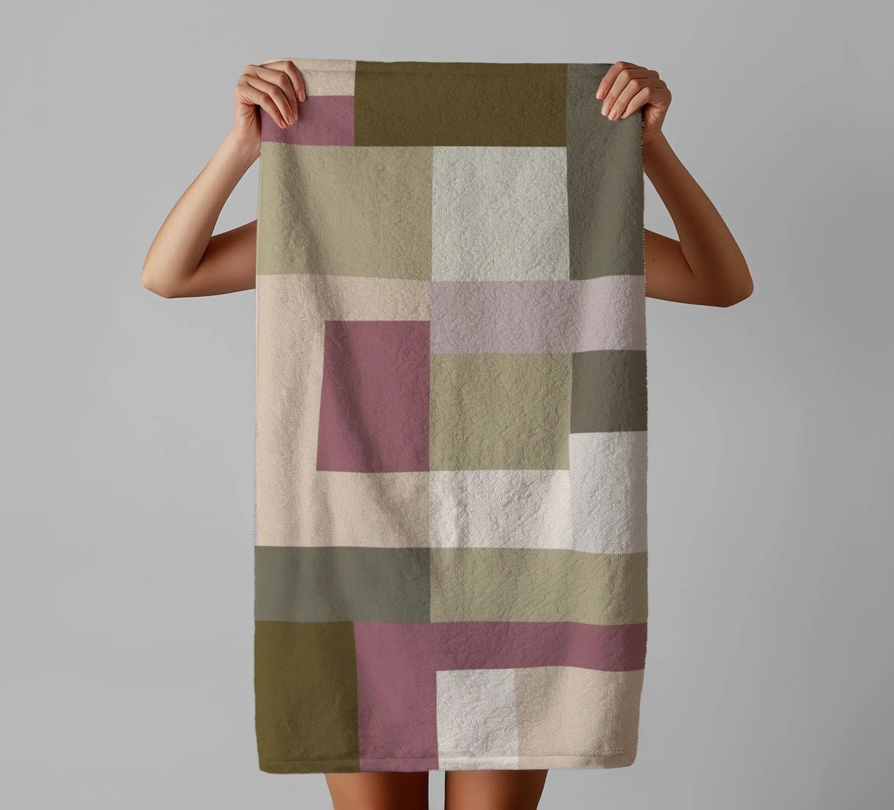 Mosaic | Color Blocking | Olive & Mauve asciugamano da bagno da sabidussi