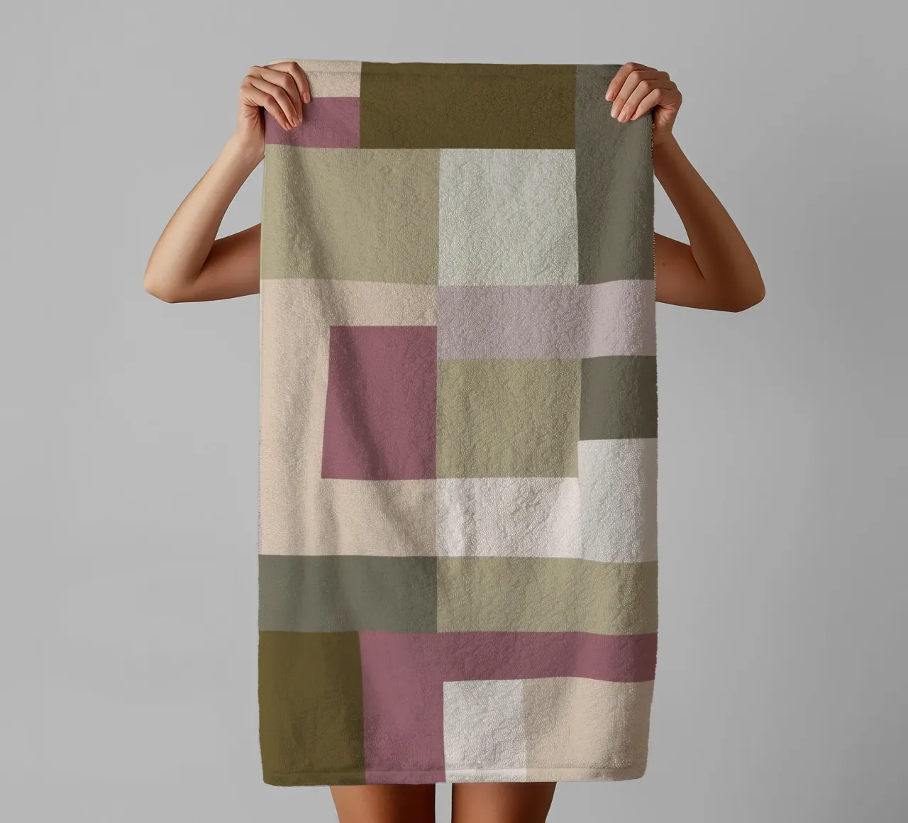 Mosaic | Color Blocking | Olive & Mauve asciugamano da bagno da sabidussi
