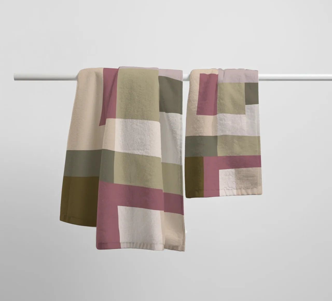 Mosaic | Color Blocking | Olive & Mauve asciugamano da bagno da sabidussi
