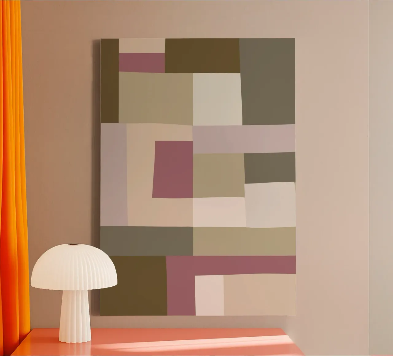 Mosaic | Color Blocking | Olive & Mauve tela da sabidussi