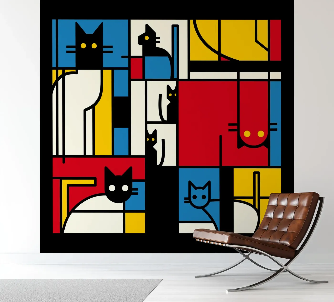 De Mondriaankatten fotobehang van Tobe Fonseca