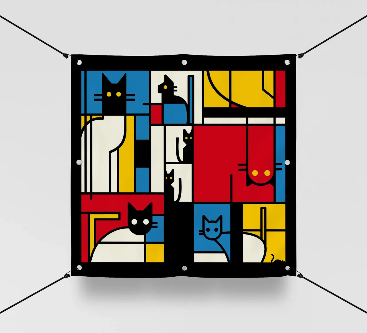 I gatti di Mondrian telo in pvc da Tobe Fonseca