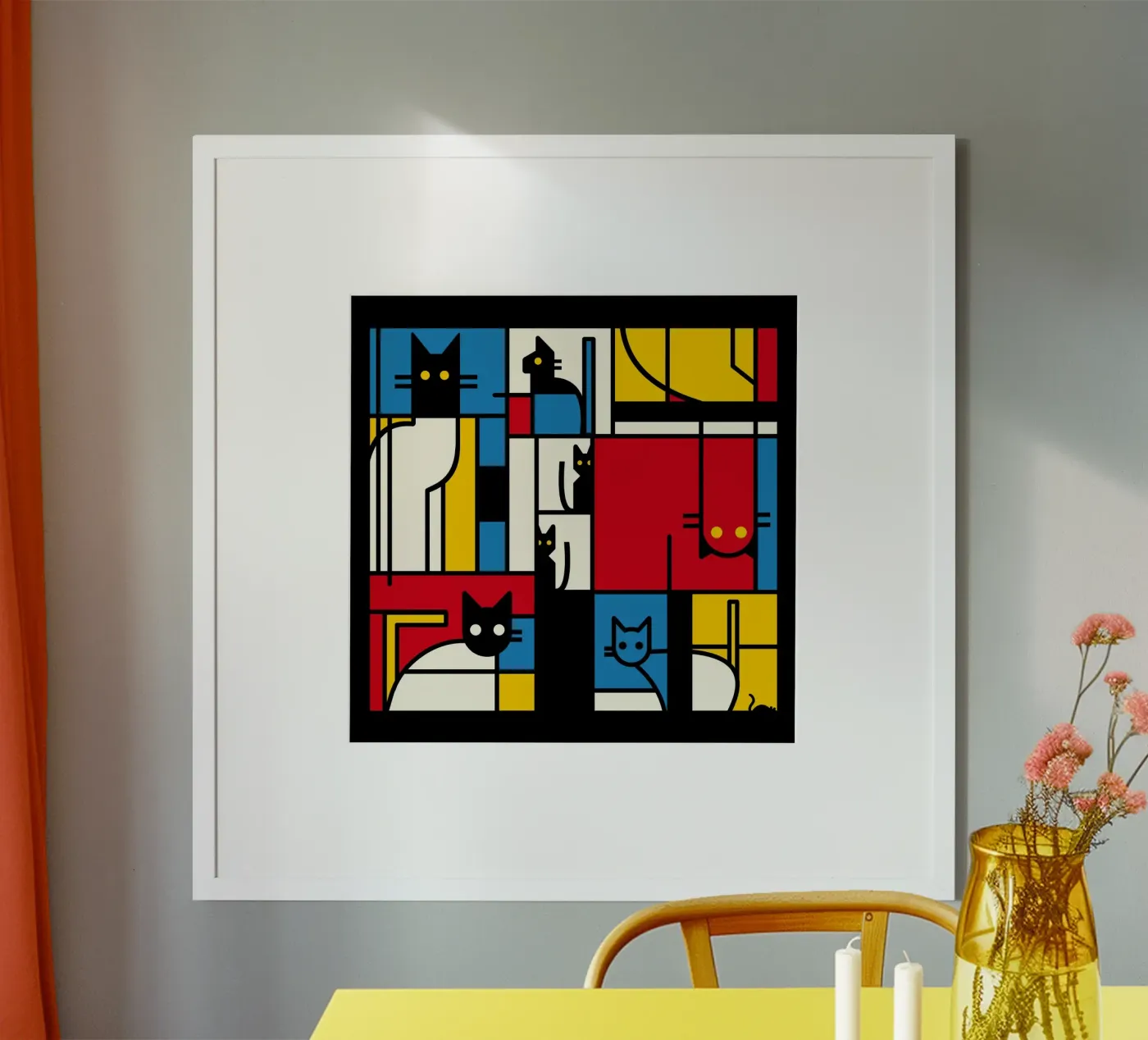 De Mondriaankatten poster van Tobe Fonseca