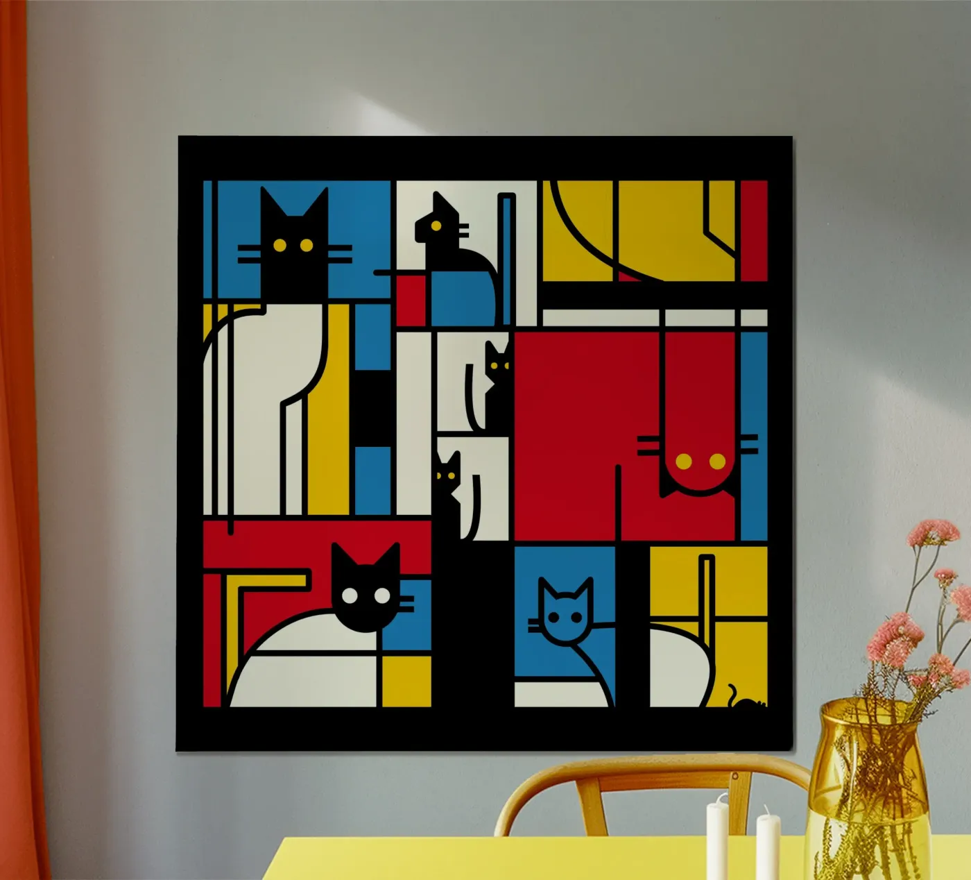 De Mondriaankatten poster van Tobe Fonseca