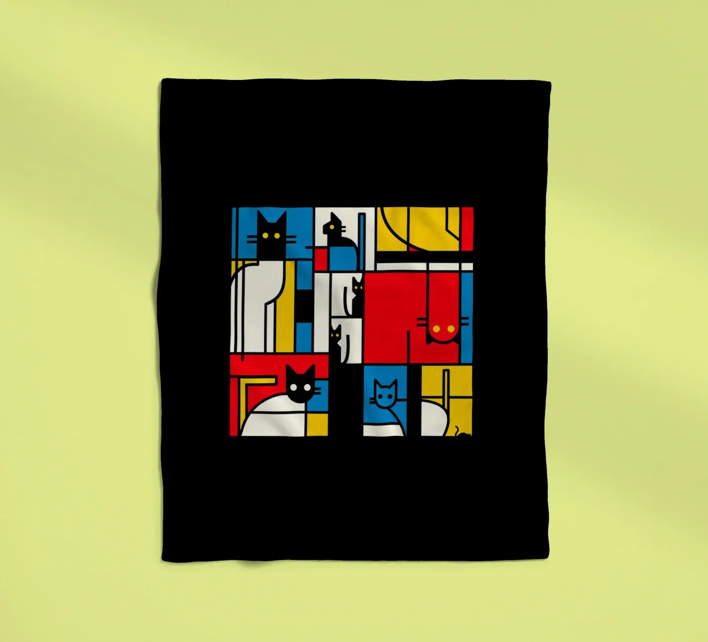 The Mondrian Cats Fleecedecke von Tobe Fonseca