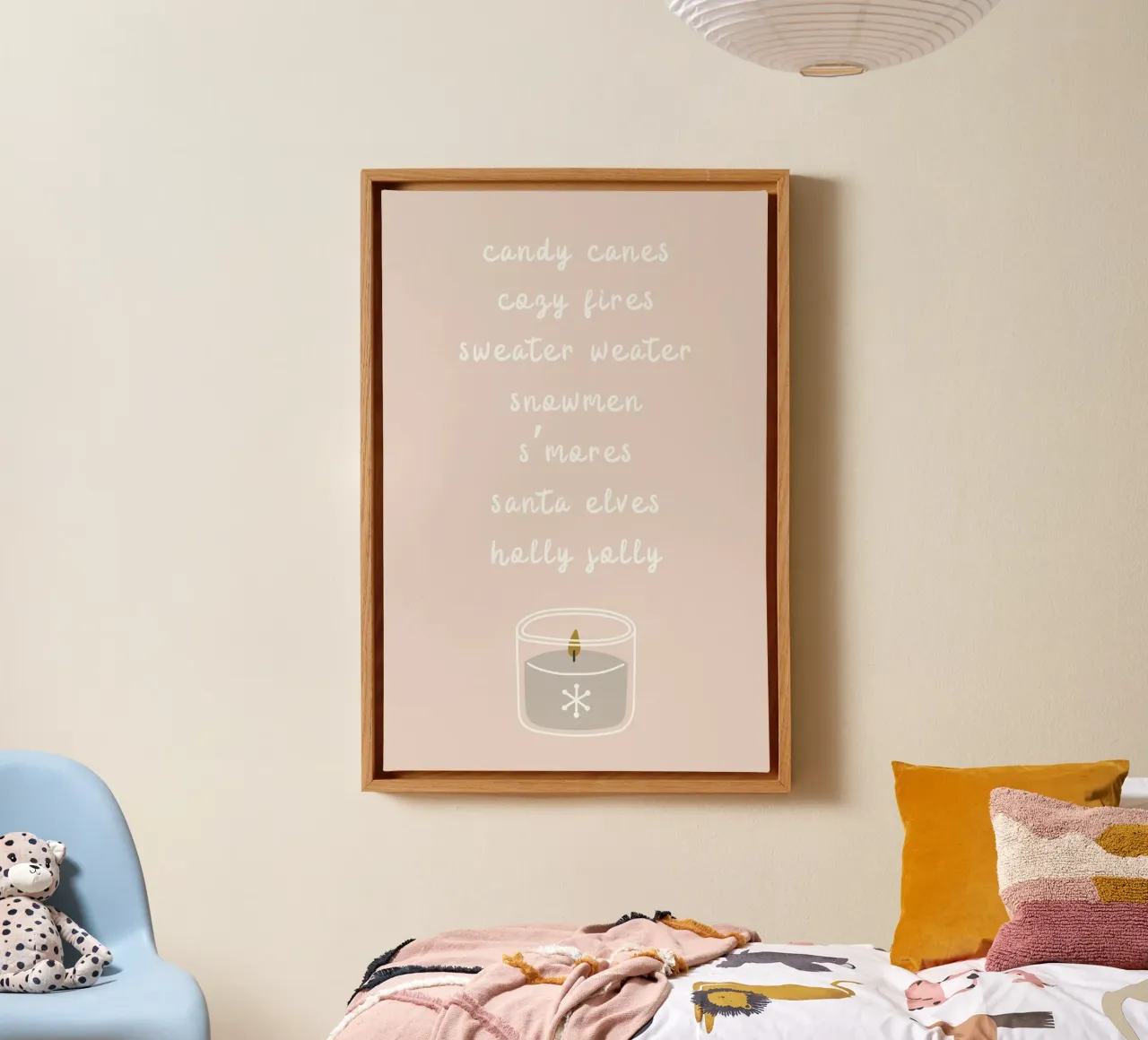 Truienweer, kerstquotes, gezellige inrichting canvas met Baklijst van pdigitalprints