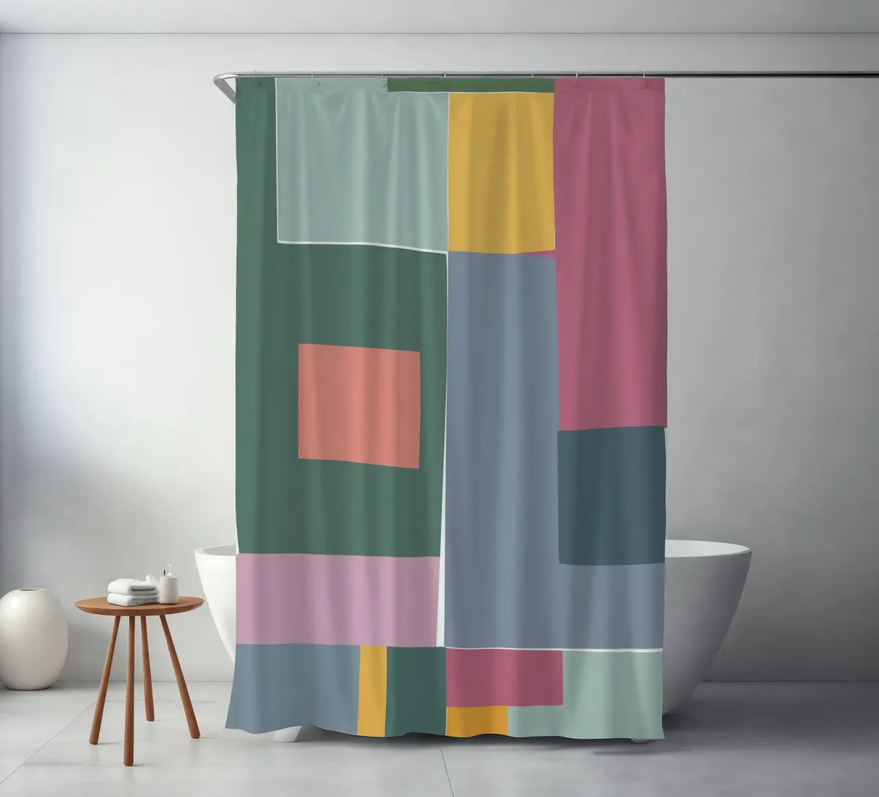 Mosaic Tertiaries | Color Blocking shower curtain by sabidussi