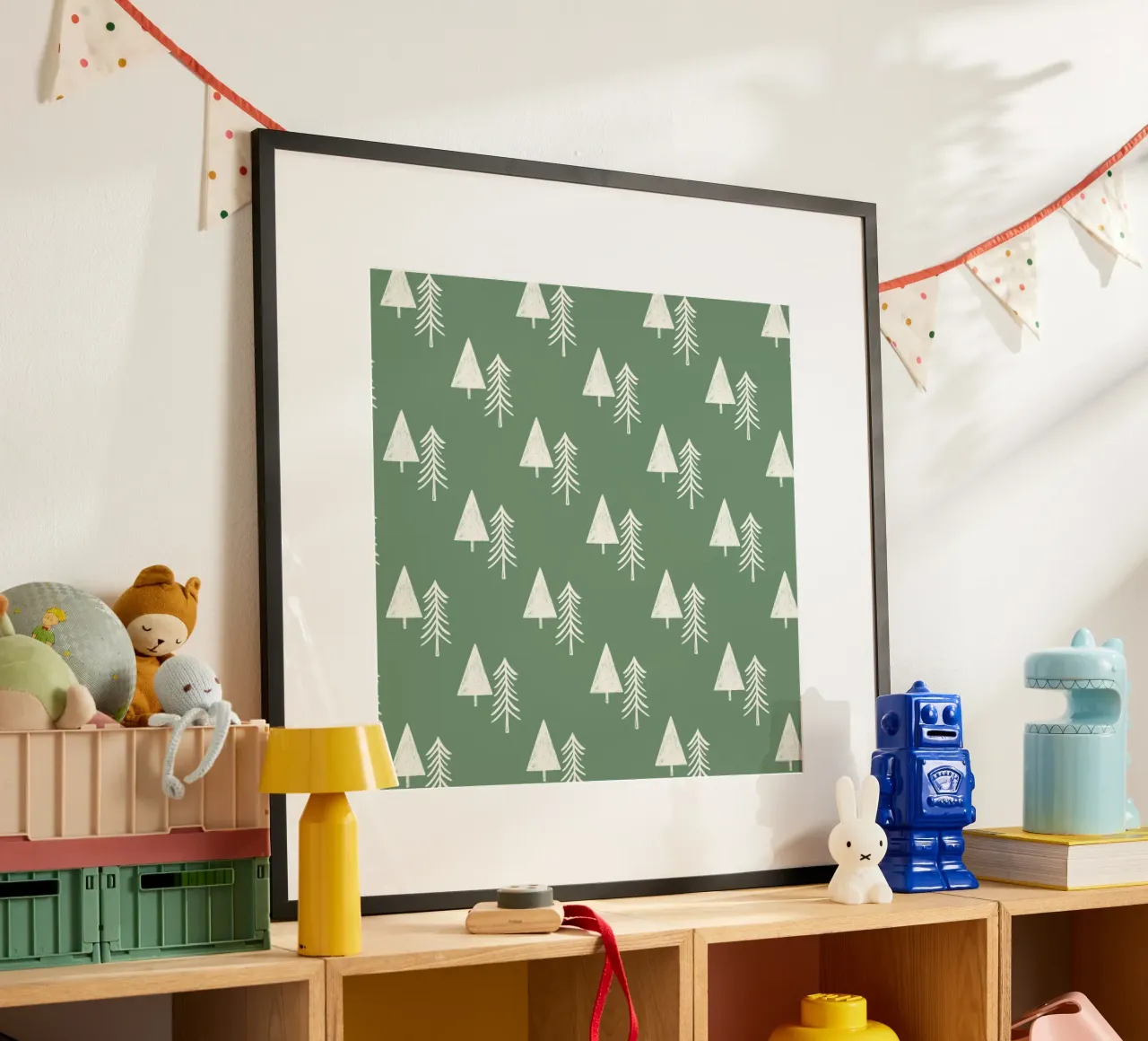 Albero di Natale Agriturismo Verde Salvia poster con telaio in alluminio da susanacosta
