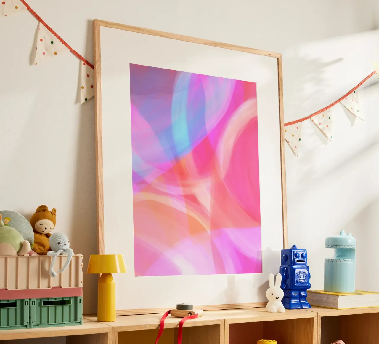 Color Swirls | Dreamy Candy Floss | Pink Orange Blue poster with aluminum frame by sabidussi